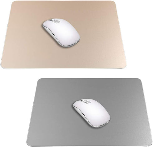 2 Pack Gaming Aluminum Mouse Pad (Gold & Grey) Compatible with Magic Mouse, DaKuan Smooth Magic Ultra Thin Double Side Mouse Mat for Fast and Accu...