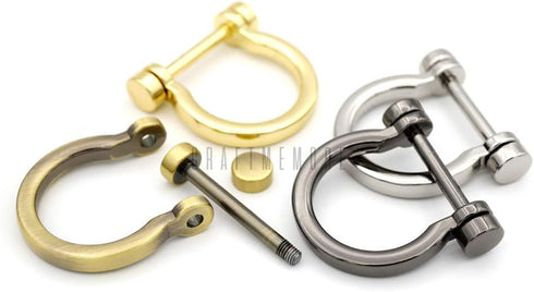 CRAFTMEMORE D-Rings Screw in Shackle Horseshoe D Ring DIY Key Holder Purse Accessory for 3/4 Inch Strap 4 pcs (Gold)...