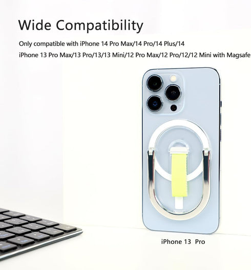 Magnetic Phone Holder,Transparent Mag Safe Phone Stand Compatible with MagSafe Phone Grip,Vertical & Horizontal Stand,Phone Kickstand for iPhone 1...