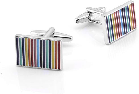Rainbow Stripes Cufflinks for Men Rectangle Pair Men Cuff Links Classic Men Tuxedo Shirt Cufflink For Business Wedding Daily Shirts...