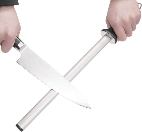 12inch Diamond Houselold Sharpening Rod, Professional Kitchen Knife Sharpener Steel, Premium Knife Blades Honer, Ideal for Master Chef, Home Cooki...