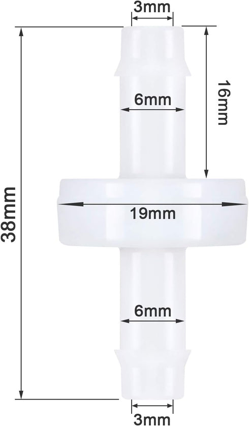 Mudder 4 Packs Check Valve, 1/4 Inch 6mm PVDF Wear-Resistant One-Way Check Valve for Fuel Gas Liquid Air...