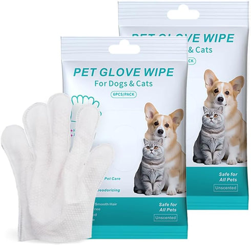 Cleaning Glove for Dog and Cat, Wipes Gloves for Dog and Cat Fur Face, Ear, Eye, Paws Cleaning Wipes Pet Wash Free Gloves, Grooming Wipes for Pet ...