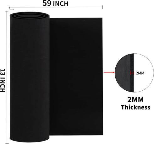 Zzrywuty EVA Foam Sheets for Crafts 2mm 59x13in, Black 95kg/m3 Ultra High Density Crafts Foam Roll for Cosplay (2mm Thin to 10mm Thick)...