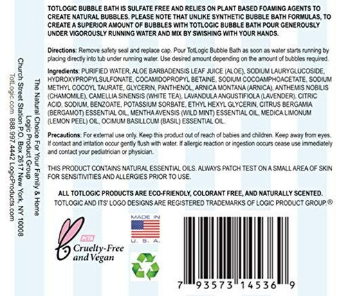 TotLogic Sulfate Free Bubble Bath - 8 oz, Original Scent, Gentle & Hypoallergenic, Rich in Antioxidants & Botanicals, No Parabens, No Phthalates, ...