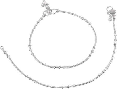 Efulgenz Indian Anklets for Women Indian Style Anklet Pair for Women Indian Ankle Bracelets Indian Ankle Bracelets Indian Silver Ankle Bracelets f...