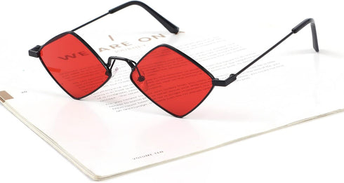 Retro Diamond Shape Sunglasses for Men & Women, Metal Quadrilateral Frame Shades UV Protection Film Sun Glasses...