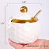 WHJY Ceramic Sugar Bowl with Lid and Spoon, Golf Design Porcelain Salt Bowl Salt Container, Modern Spice Box Seasoning Jar for Home and Kitchen Co...