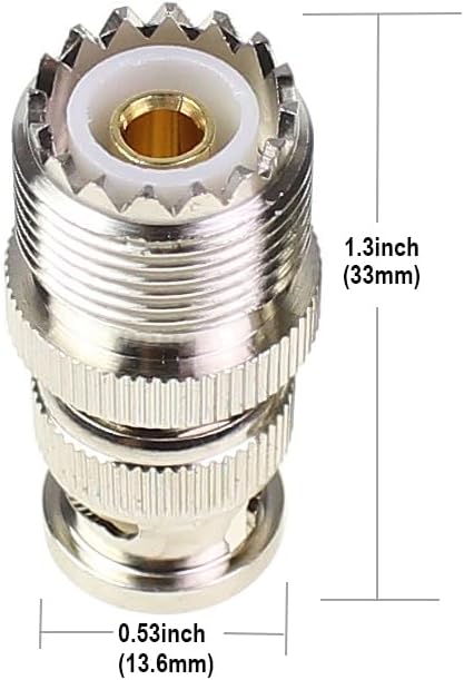 BNC Male to UHF Female PL259 Female to BNC Male SO-239 RF Coaxial Coax Adapter 2Pcs...