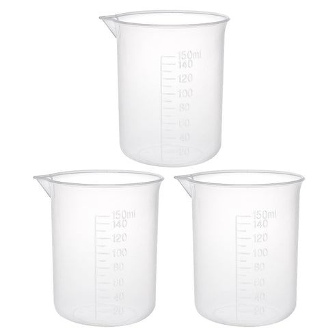 uxcell Measuring Cup 150ml PP Plastic Graduated Beaker Transparent for Lab Kitchen liquids 3pcs...