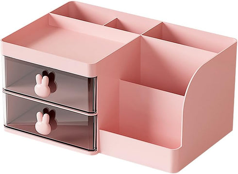Makeup Storage Organizer with 2 Drawers, Desk Vanity Countertop Skin Care Cosmetic Display Case Make up Stands for Hair Accessories Lipstick Lotio...