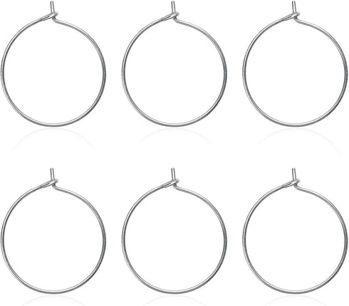 6pcs 20G Small Pure Titanium Earring Hoops DIY Beaded Earrings Findings Components for Jewelry Making 20mm, Hypoallergenic Beading Hoop Earring Ma...