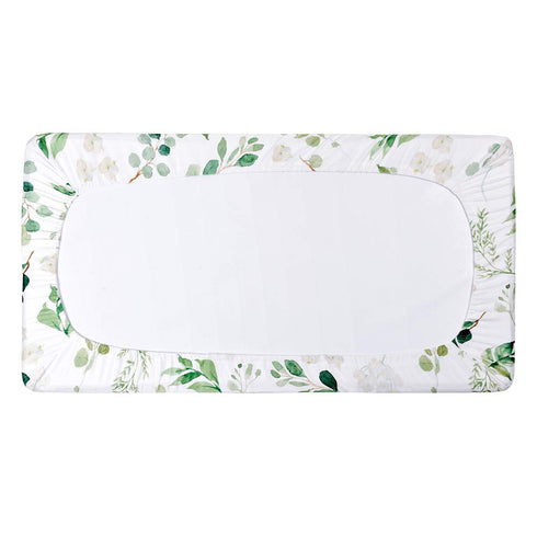 Diaper Changing Pad Cover, Green Leaf Changing Table Cover, Green Leaf Changing Pad Covers, Jersey Knit Changing Table Sheets, Gender Neutral Crib...
