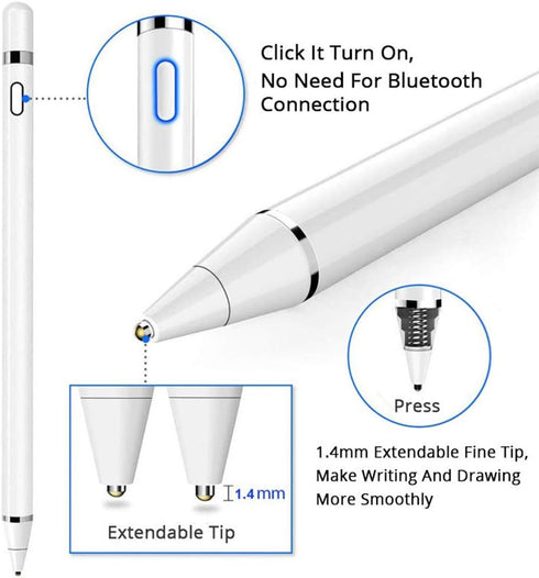 Active Stylus Compatible with Apple,Stylus Pens for Touch Screens,Magnetism Cover Cap, Universal for Android/iOS and Other Touch Screens(White)...