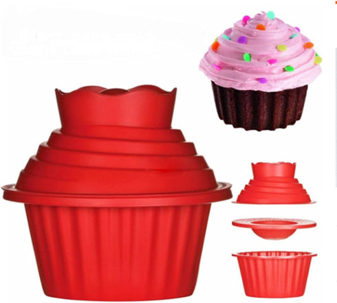 Giant Cupcake Molds,Dishwasher Safe Big Top Silicone Cupcake Molds,Non-Stick Jumbo Caupcake Bake sets for Easy Cake Decorating and DIY Bake tools(...