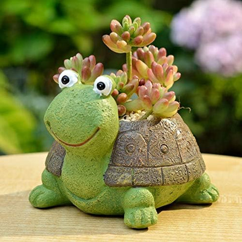 Home Decor Pot, Animal Succulent Planter Flowerpot for Home Office Desk Decoration (Green Turtle)...