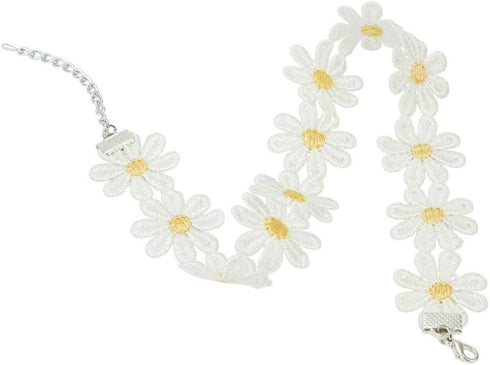 Art Attack Driving Miss Daisy Choker Necklace For Women Festival Party Favors Boho Flower Daises Floral Bohemian Fashion Hair White & Yellow...