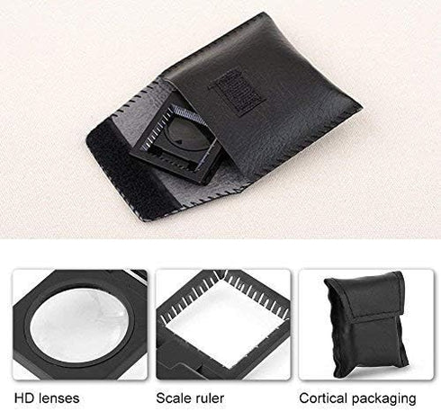 10 x 28mm Mini Three-Folding 10X Magnifier Portable Zinc Alloy Magnifier with Scale for Textile Optical Jewelry Tool...