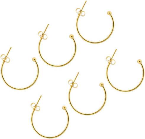 Supvox 6pcs Earring Findings Beading Hoop Earring Finding Metal Hoop Earrings C-Shaped Eardrops Beads DIY Jewelry Making Supplies Materials - Gold...