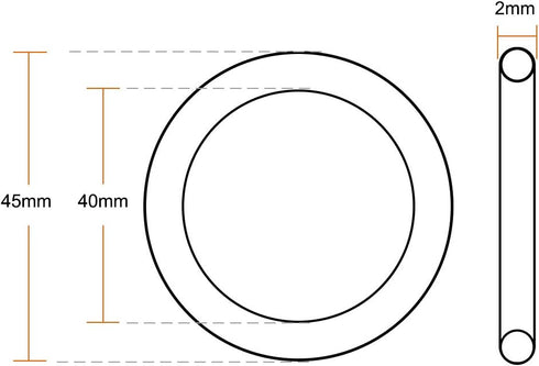 uxcell Silicone O-Rings, 45mm OD 41mm ID 2mm Width VMQ Seal Gasket for Compressor Valves Pipe Repair, White, Pack of 6...