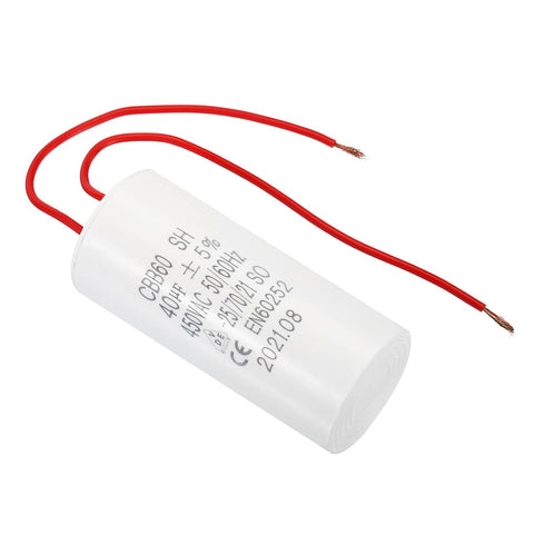 PATIKIL CBB60 40uF Running Capacitor,1Pcs AC 450V 50/60Hz Cylinder Bottom with 2 Wires 16cm for Washing Machine,Water Pump Motor Star,1.64 x 3.51i...
