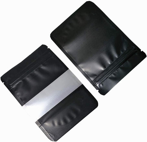 PABCK 100 Pcs 3.9x5.9 inch Matte Black Resealable Stand Up Bags with Window Heat Seal Bulk Food Storage Packaging Foil Pouches...