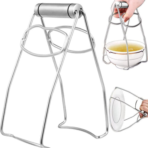 Folding Hot Dish Plate Clip Plate Stainless Steel Bowl Clip hot plate gripper clips holder Bowls Clamp Holder Tong for Kitchen Home Restaurant Coo...