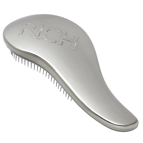 RICH Hair Care Silver Glamour Satin Touch Detangling Brush- Dry and Wet Hair Brush Detangler for All Hair Types - Keeps Hair Smooth, Anti-static, ...