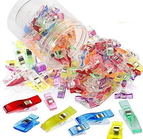 Hamosky Multipurpose Sewing Clips,3 Sizes, 1.06'', 1.38'', 2.2'' Plastic Clips for Sew Binding,Crafts,Paper Work and Hanging Little Things (120PCS...