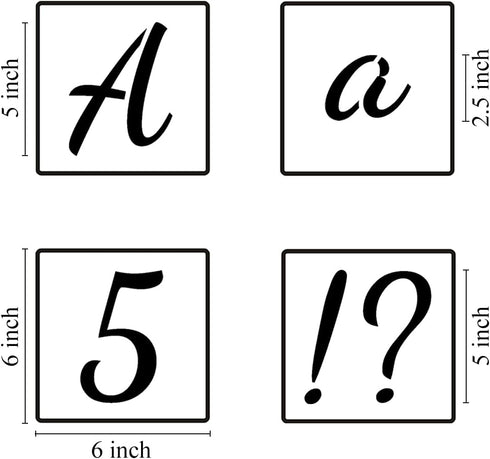5 Inch Alphabet Letter Stencils for Painting - 70 Pack Letters and Numbers Stencil Templates with Signs for Painting on Wood, Reusable Number and ...