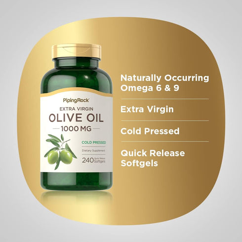 Piping Rock Olive Oil Softgels 1000mg | 240 Count | Extra Virgin Olive Oil | Cold Pressed Supplement | Gluten Free, Non-GMO...