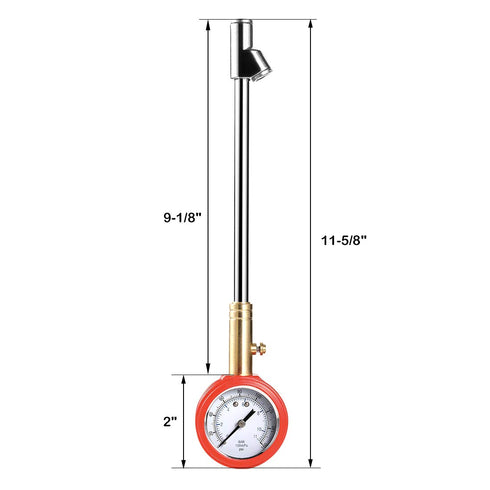 CZC AUTO Accurate Mechanical Tire Pressure Gauge, Straight on Foot Dual Head Truck Air Gage, Heavy Duty Dually Chucks 2" Large Dial Wheel Service ...