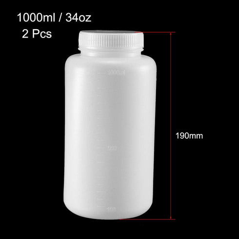 uxcell Plastic Lab Chemical Reagent Bottle 1000ml/34oz Wide Mouth Sample Sealing Liquid Storage Container 2pcs...