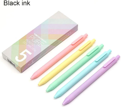Lanxivi Kaco Pure Retractable Gel Ink Pens, Black Ink Refills 0.5mm Extra Fine Point 5-Pack, Macarons Color Barrel...