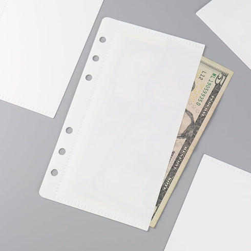 2 Sets Side Open Cash Envelope No Tabbed White PP Cash Wallet for Personal A6 Budget Journal 6-Hole Budget Sheet Pockets Folder for Budgeting Bind...
