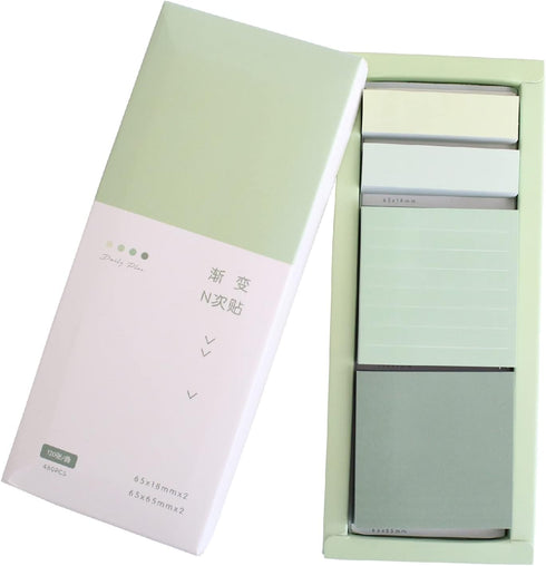 Green Lined Sticky Notes Set, 240 Sheets Pastel Sticky Note Pads, Self-Stick Index Tabs Cute Memo Notepads for School, Office and Home...