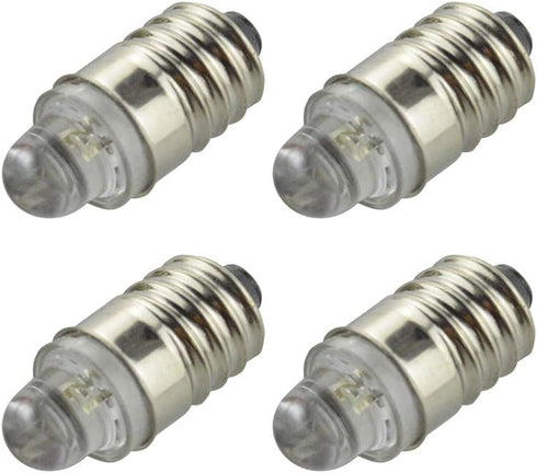 Ruiandsion 4pcs E10 LED Bulbs 3V 6000K White LED Bulbs for Torchlight Flashlight Torch Light,Negative Earth...