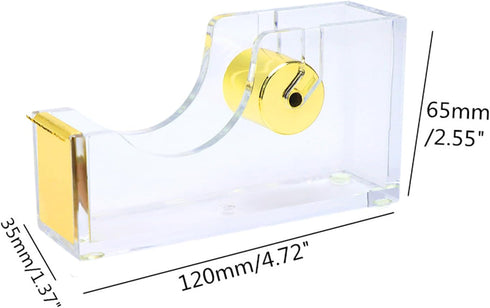 NatSumeBasics Tape Dispenser Desk Pure Gold Acrylic Washi Tapes Holder Dispenser for Aesthetic Office School Accessories Supplies (Clear Yellow Go...