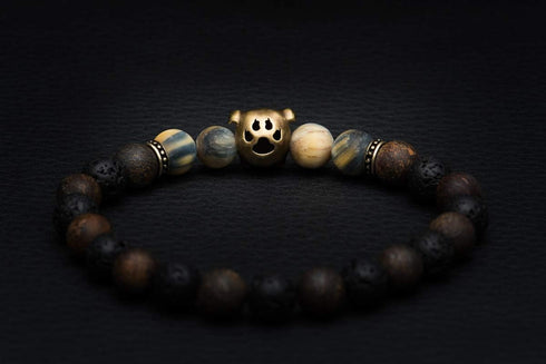 Karseer Dog Mascot Natural Onyx and Lava Rock Beads Bracelet Friendship Jewelry Gift Unisex...