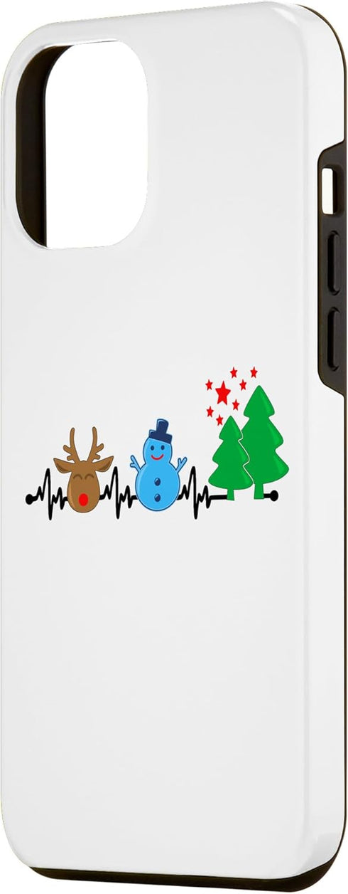 iPhone 14 Plus Christmas Nurse Heartbeat Reindeer Snowman EKG Xmas Holiday Case...