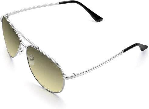Sunglasses for Women and Men,Classic Aviator Sun Glasses for Men Women Driving Shades UV Protection 2024 New (Silver Frame Green Lens)...