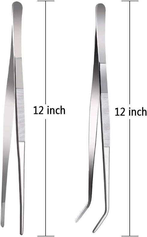 12 Inch Stainless Steel Tongs with precision serrated tips for surgical & sea food,Heavy Duty Tongs for Cooking Crafting Repairing...