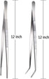 12 Inch Stainless Steel Tongs with precision serrated tips for surgical & sea food,Heavy Duty Tongs for Cooking Crafting Repairing...