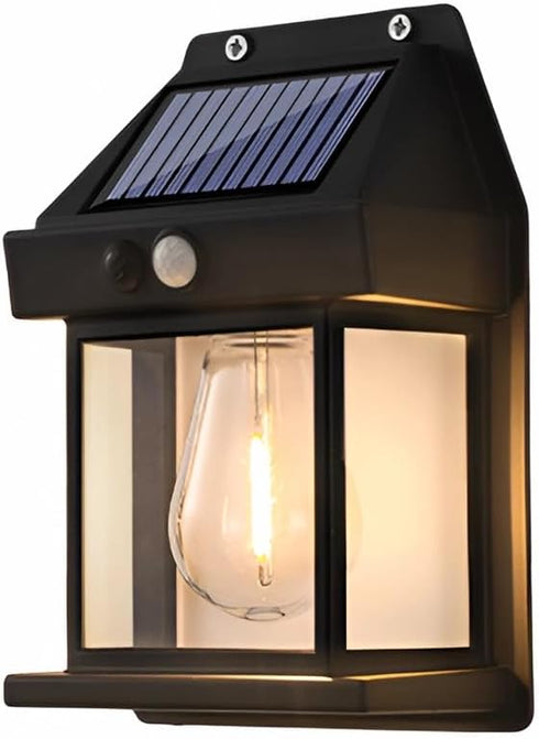 Solar Sconce Lights - Outdoor Solar Lights Porch Lightspatio Wall Light Fixture Human Body Sensor Lighting from Dusk to Dawn 3 Modes for Terraces,...