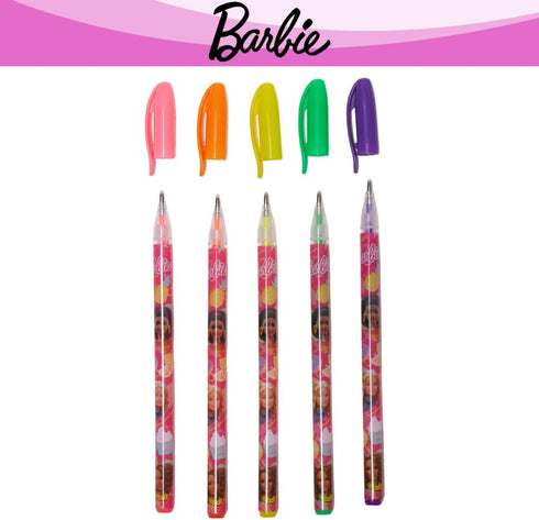 Innovative Designs Barbie Pencil Case Set with Stickers and Gel Pens for Kids, Molded with Zip Closure, Light Pink...