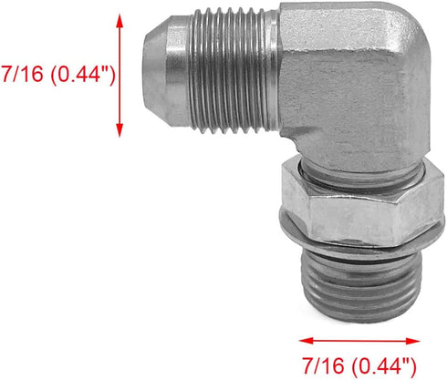 (2-PACK) 6801-04-04-NWO Hydraulic Hose Adapter Fitting 1/4" Male JIC 37° Flare (7/16-20 UNF) × 1/4" Male Adjustable Nut O-Ring Boss (7/16-20 UNF) ...