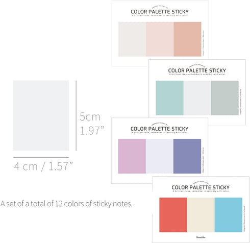Monolike Color palette Sticky Solid 301 A SET 4p - Self-Adhesive Memo Pad 30 sheets...