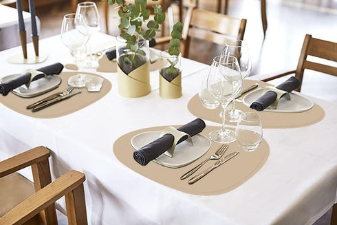Faux Leather Placemats Set of 2 and Coasters, Heat Resistant Placemats for Dining Table, Waterproof Wipeable Washable Dinner Table Mats, Easy to C...