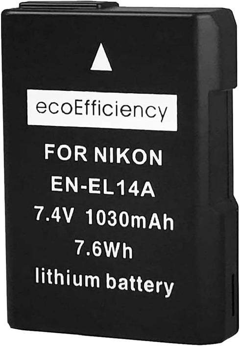2-Pack of EN-EL14, EN-EL14A Batteries for Nikon D3500, D3100, D3200, D3300, D3400, D5100, D5200, D5300, D5500, D5600, DF, Coolpix P7000, P7100, P7...