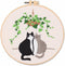 Meecaa Black White Cat Greenery Pet Embroidery Kit Starter Set, Hand Embroidery Set,Pattern Printed Cross Stitch Set for Beginner Adults, with Emb...